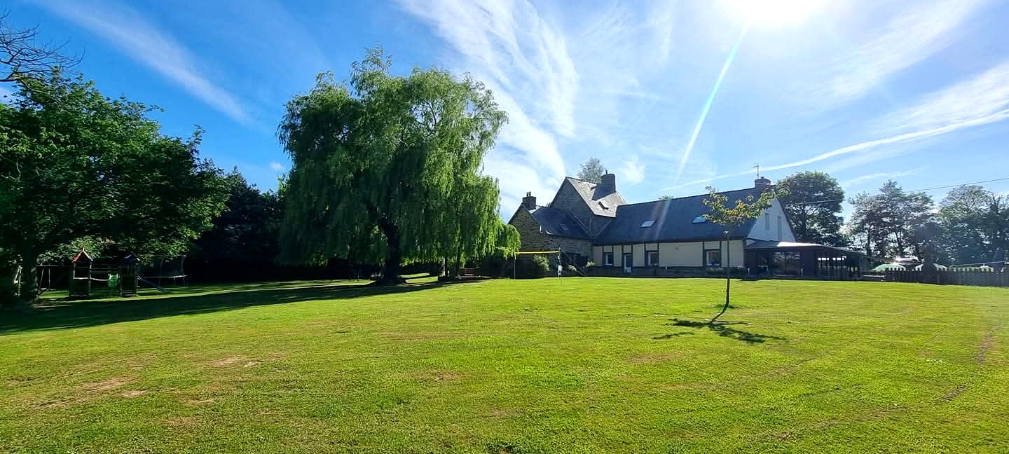 Willowtree Gîtes house, gardens and weeping willow in Normandy